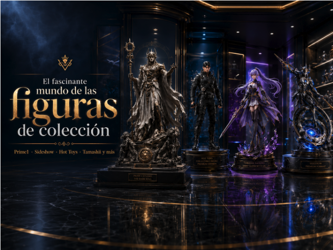 Figuras de colección de Prime 1 Studio, Hot Toys y Tamashii expuestas en vitrinas