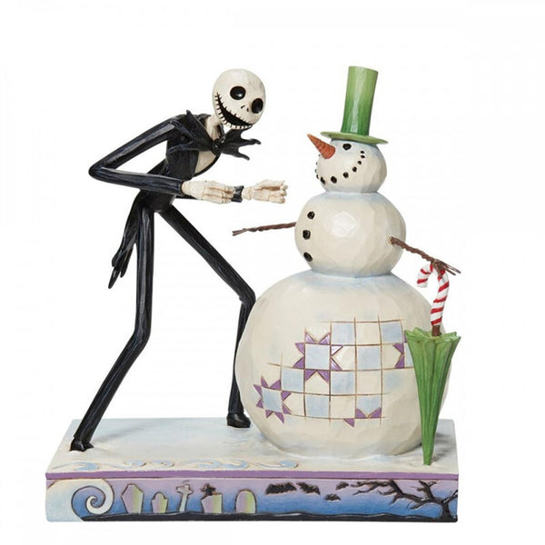 Figurine Enesco Disney L'Étrange Noël de monsieur Jack Jack découvrant un bonhomme de neige