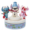 Dekofigur Enesco Disney Stitch und Angel mit drehbarem Schneemann