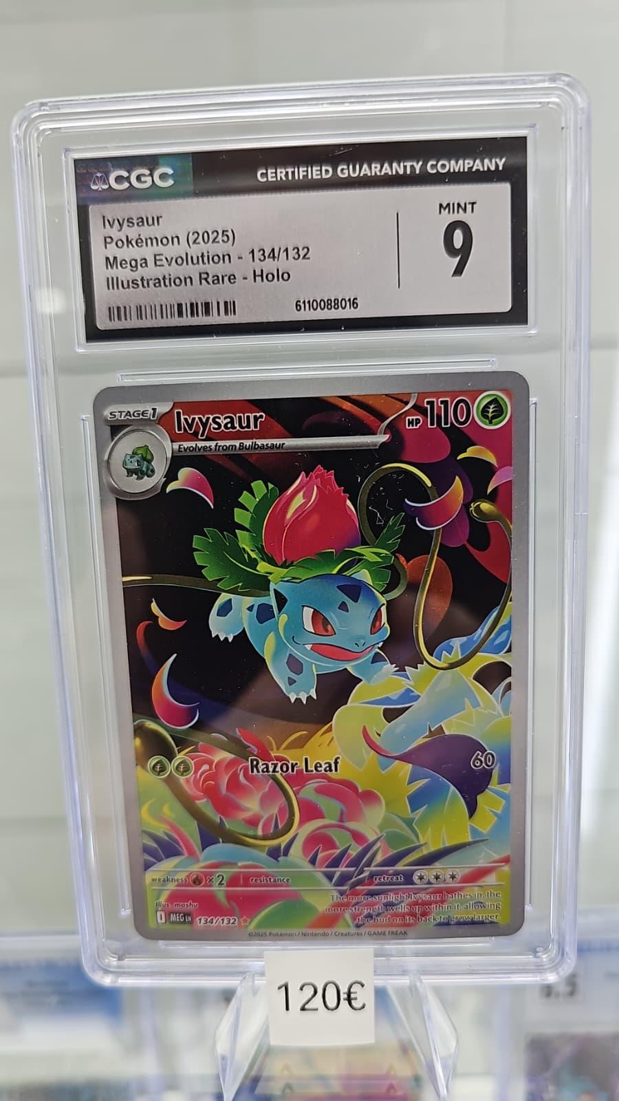 Pokemon TCG Carta Gradeada Ivysaur Pokemon 2025 Mega Evolution - 134/132 Illustration Rare - Holo CGC 9 Ingles