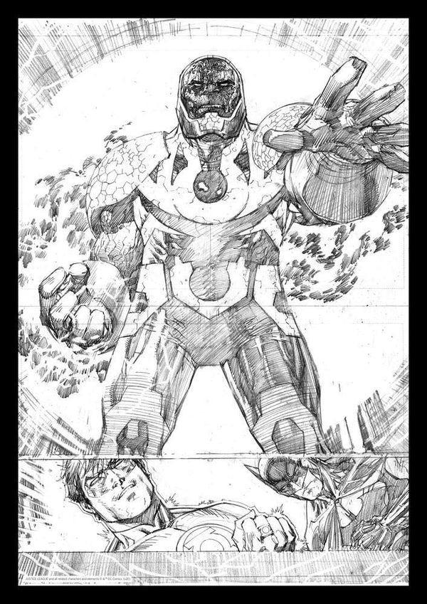 DC Comics Original Darkseid/LinternaVerde/Batman Comic Book Art Print 42 x 30 cm  Numerada 19/1934 Con Marco