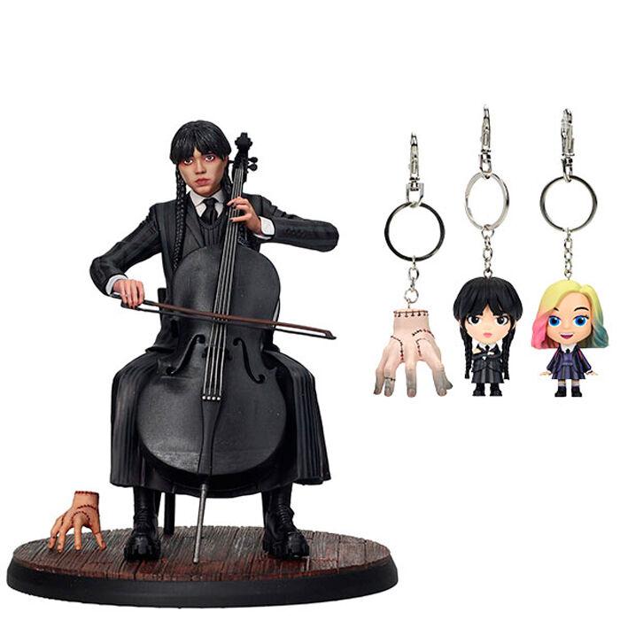 FIGURA SD TOYS WEDNESDAY MIERCOLES VIOLONCHELO 15CM + llavero Wednesday
