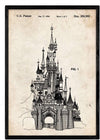 Disney Castle License Poster. A3 patent design print with a vintage background