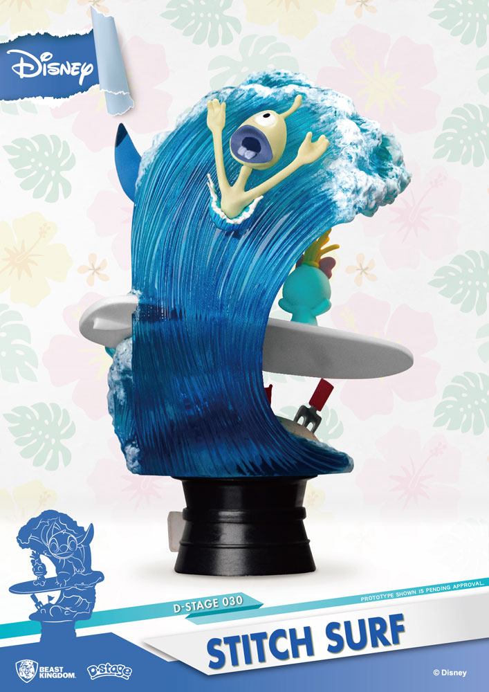 Disney Summer Series Diorama PVC D-Stage Stitch Surf 15 cm