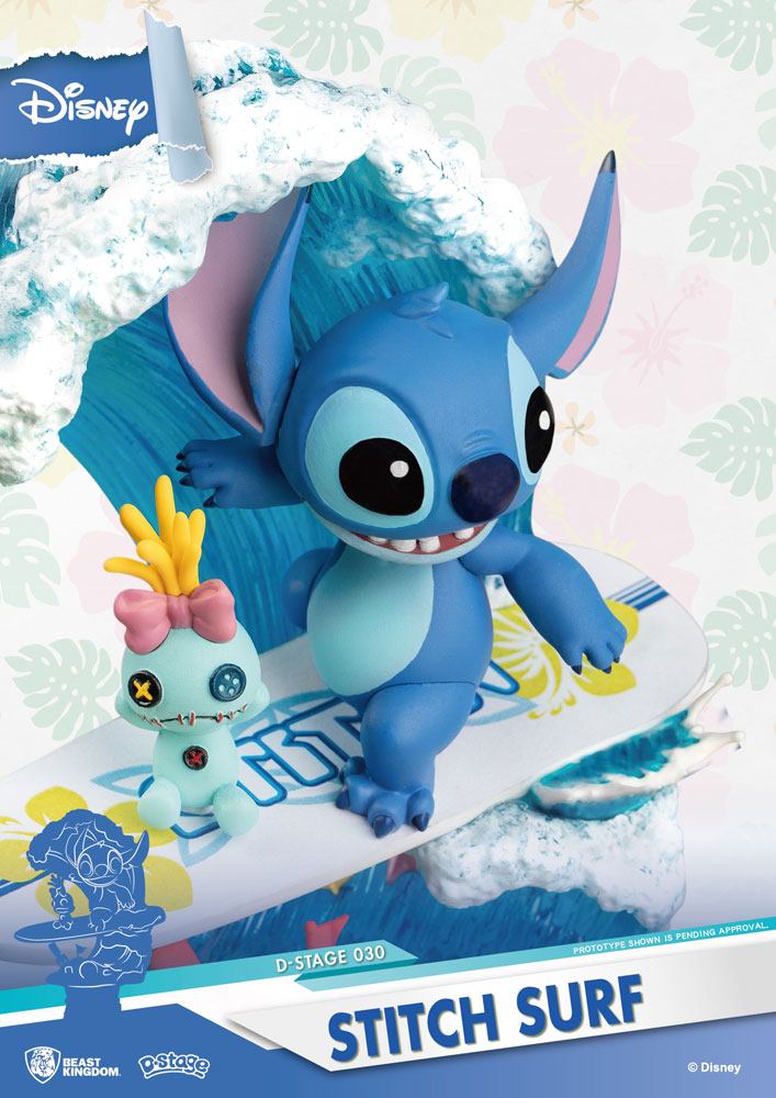 Disney Summer Series Diorama PVC D-Stage Stitch Surf 15 cm