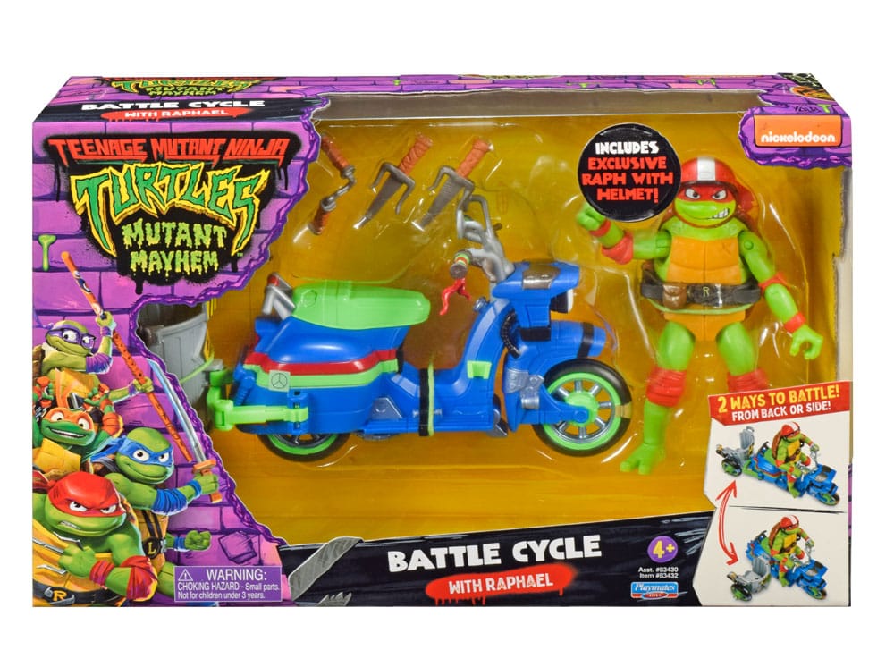 Ninja Turtles: Caos Mutante Figura Raphael & Scooter y sidecar 11 cm 