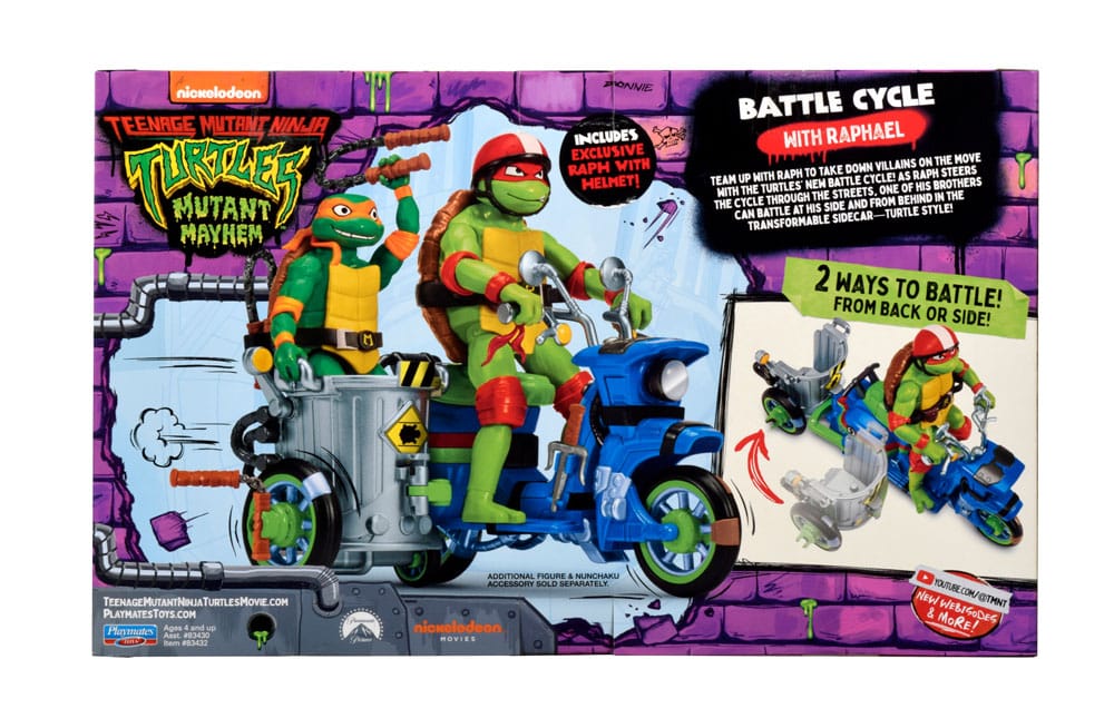 Ninja Turtles: Caos Mutante Figura Raphael & Scooter y sidecar 11 cm 