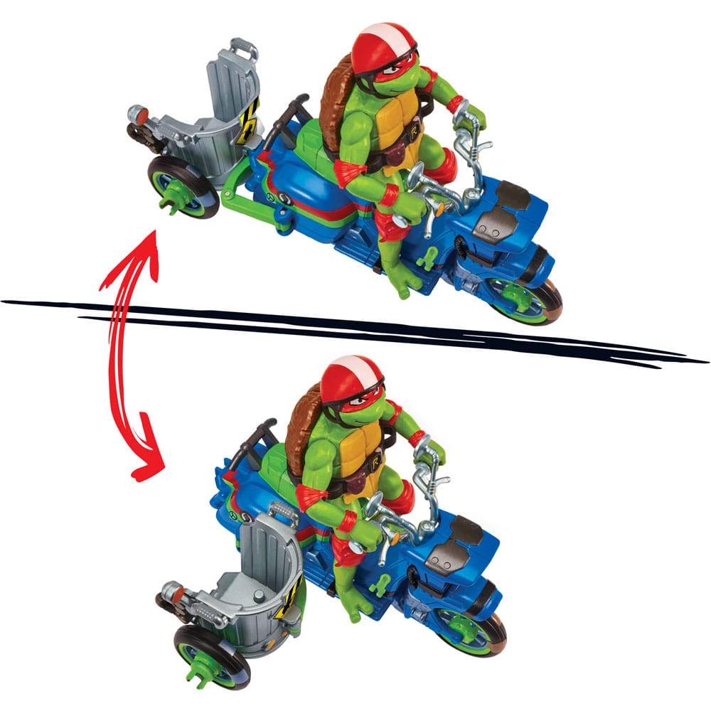 Ninja Turtles: Caos Mutante Figura Raphael & Scooter y sidecar 11 cm 