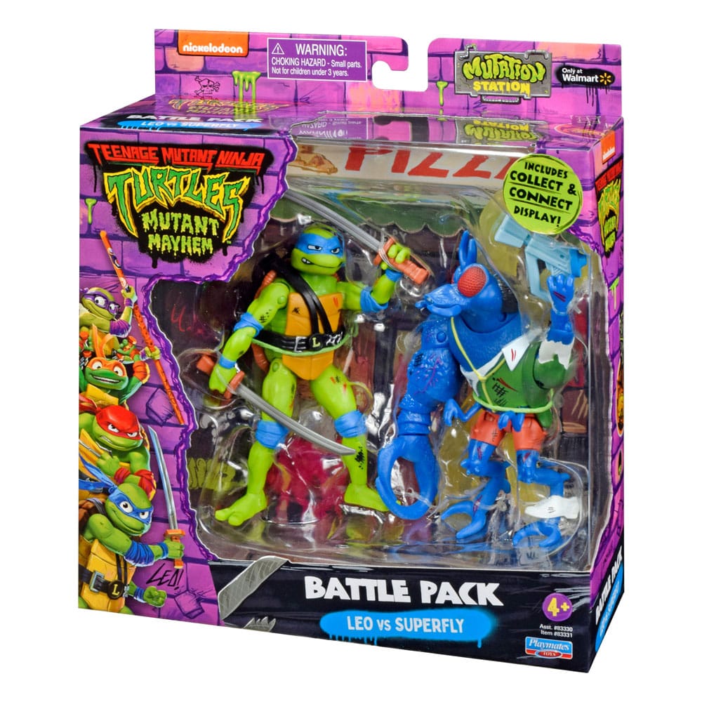 Las Tortugas Ninja Figuras Leonardo vs. Super Fly 11 cm 