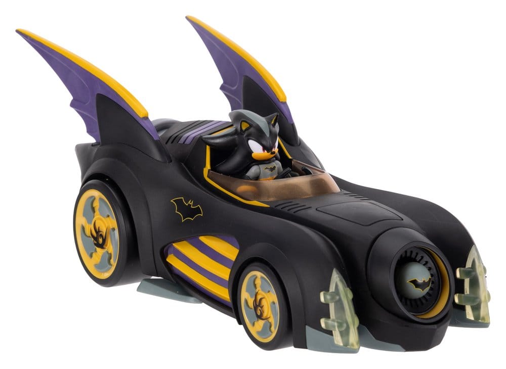 DC x Sonic - The Hedgehog Figura con Vehículo Shadow Batman & Batmobile 6 cm 
