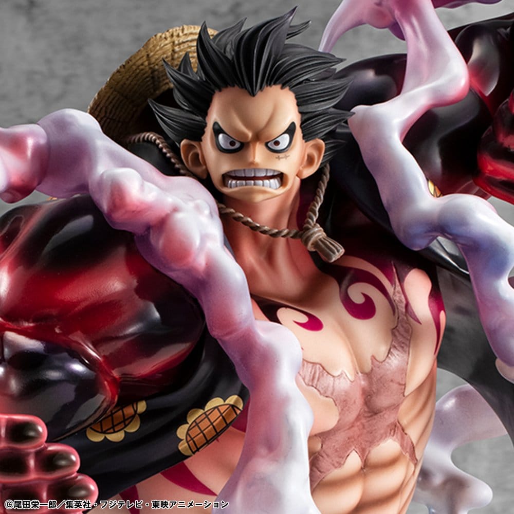 One Piece Figura PVC Portrait.Of.Pirates SA-Maximum Monkey D. Luffy Gear 4 Bounce-Man 10th Limited Ver. 30 cm