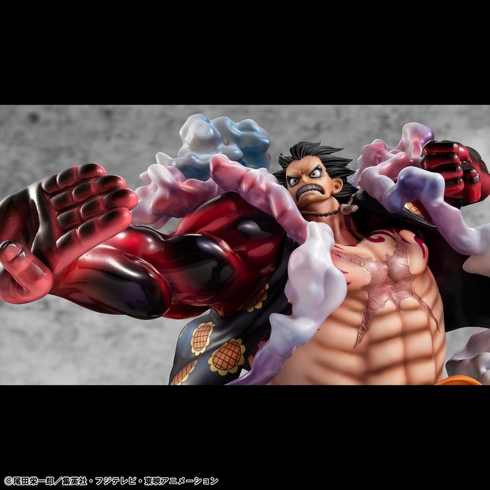 One Piece Figura PVC Portrait.Of.Pirates SA-Maximum Monkey D. Luffy Gear 4 Bounce-Man 10th Limited Ver. 30 cm