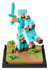 Minecraft Figura Diorama Diamond Armor Steve y Caballo 18 cm