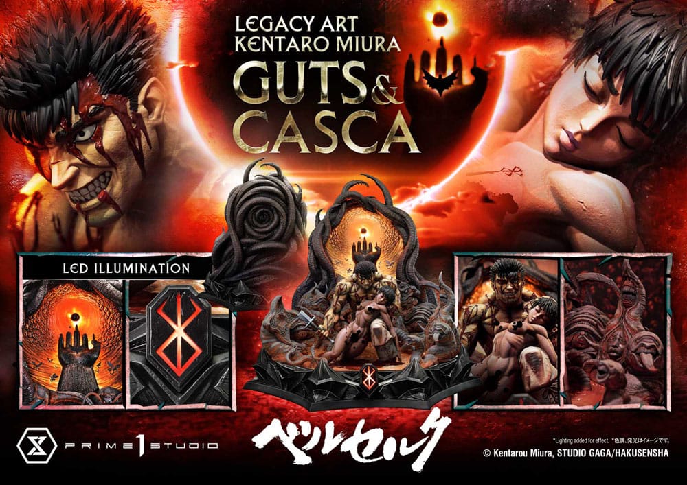 Berserk Estatua Legacy Art Kentaro Miura 1/4 Guts & Casca 72 cm