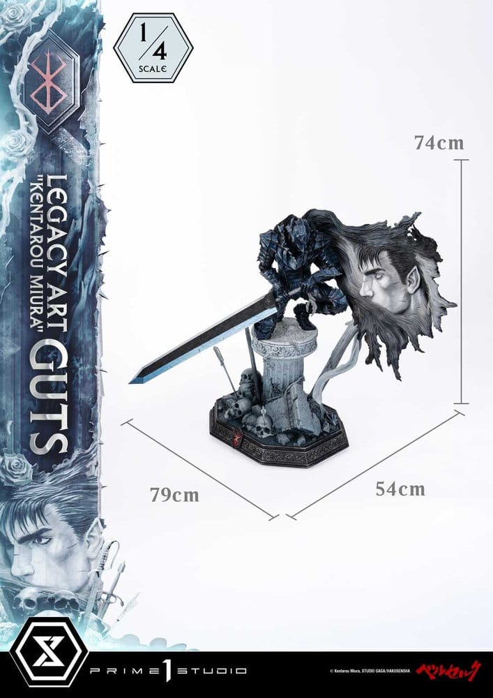 Berserk Legacy Art "Kentarou Miura" Estatua 1/4 Guts 74 cm