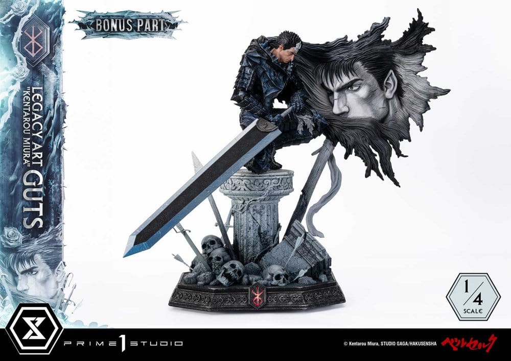 Berserk Legacy Art "Kentarou Miura" Estatua 1/4 Guts Bonus Version 74 cm