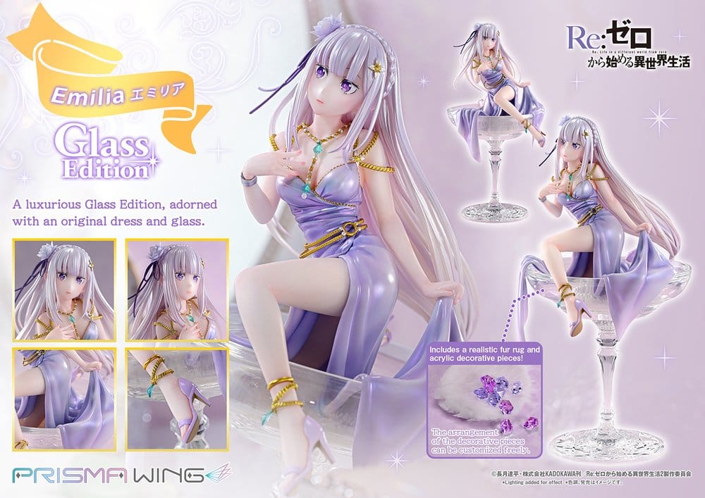 Re:Zero Prisma Wing Estatua 1/7 Emilia Glass Edition 29 cm