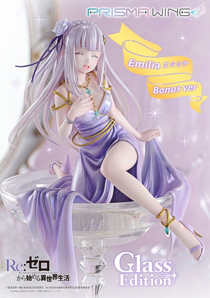 Re:Zero Prisma Wing Estatua 1/7 Emilia Glass Edition Bonus Version 29 cm