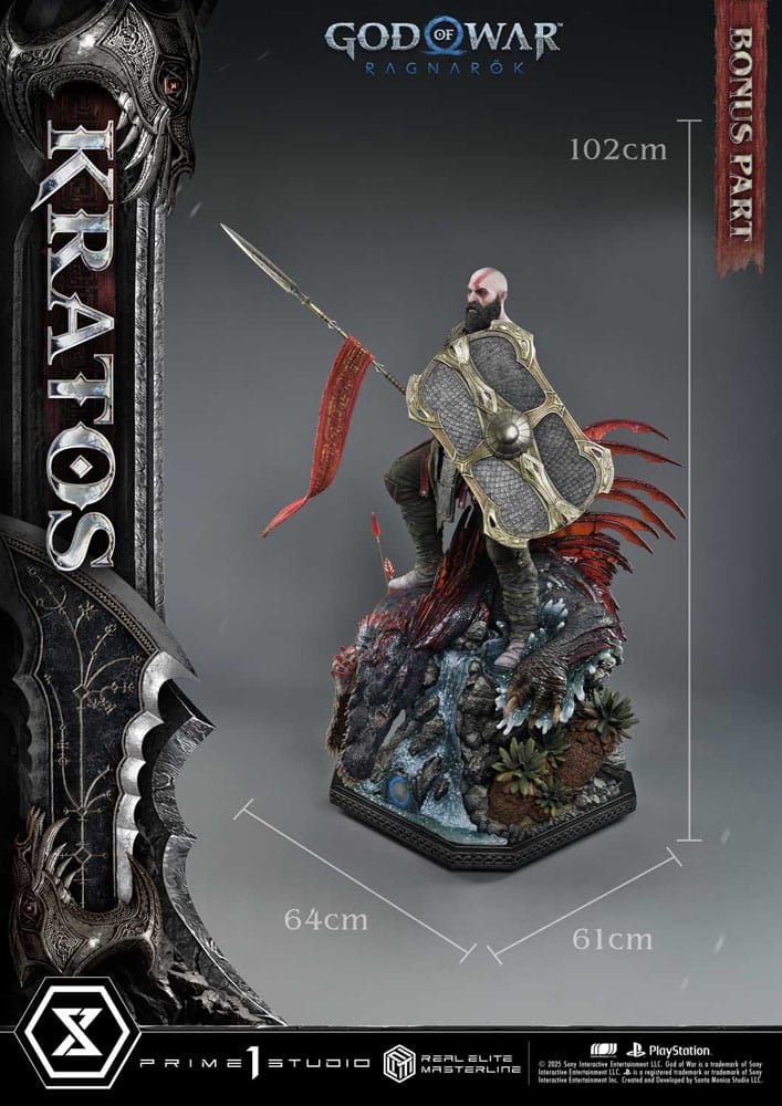 God of War: Ragnarok Estatua Real Elite Masterline Series 1/3 Kratos Ultimate Bonus Version 95 cm                
