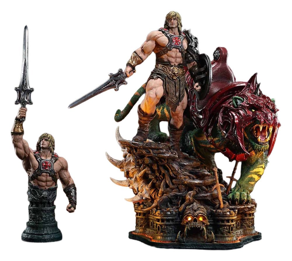 Masters of the Universe Estatua Real Elite Masterline Series 1/4 He-Man & Battle Cat Ultimate Version 86 cm 