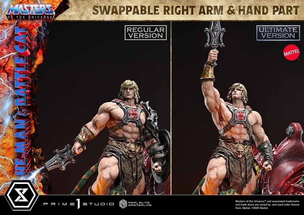 Masters of the Universe Estatua Real Elite Masterline Series 1/4 He-Man & Battle Cat Ultimate Version 86 cm 