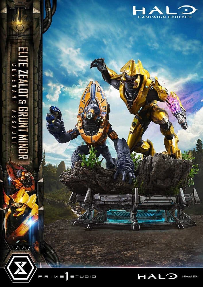 Halo: Campaign Evolved Ultimate Premium Masterline Series Estatua 1/4 Elite Zealot & Grunt Minor: Covenant Assault 81 cm