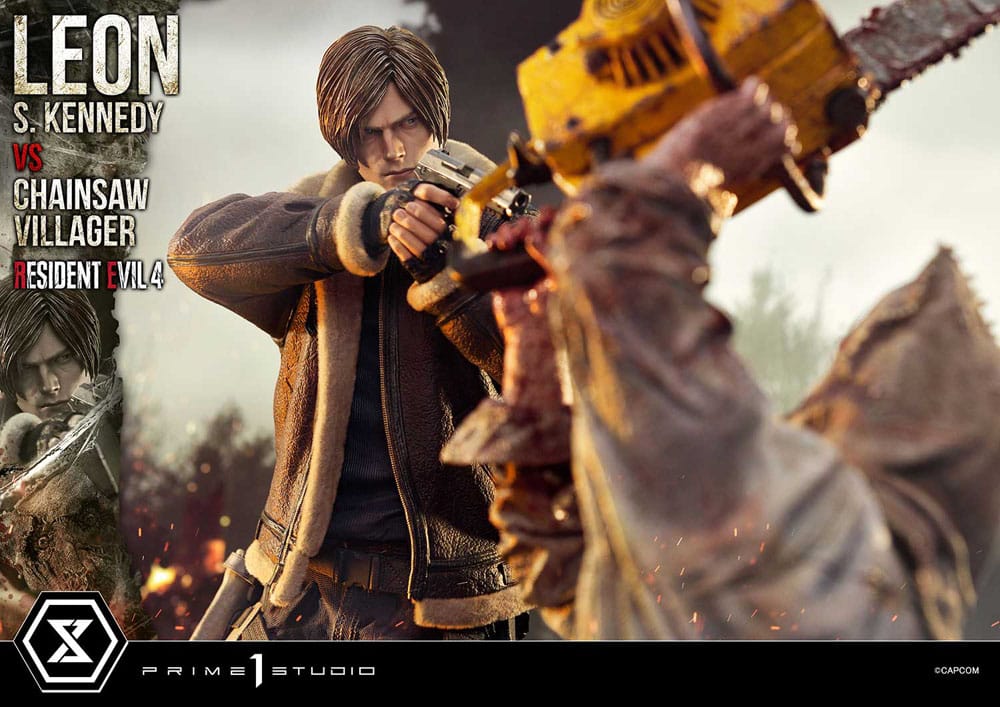 Resident Evil 4 Estatua Ultimate Premium Masterline Series 1/4 Leon S. Kennedy vs. Chainsaw Villager 76 cm               