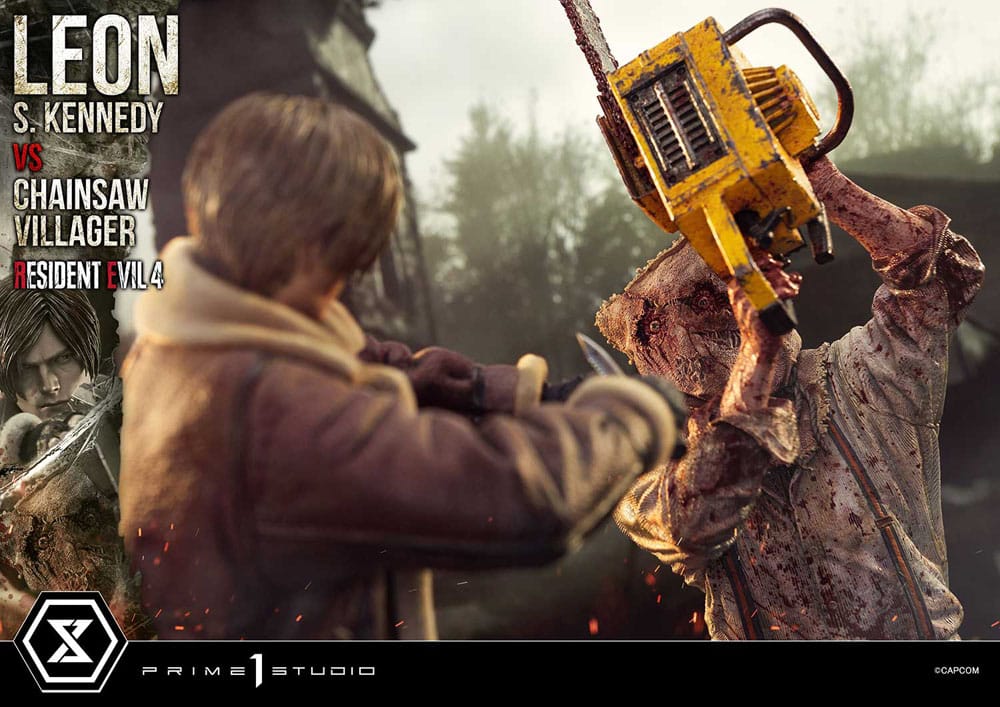 Resident Evil 4 Estatua Ultimate Premium Masterline Series 1/4 Leon S. Kennedy vs. Chainsaw Villager 76 cm               