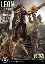 Resident Evil 4 Estatua Ultimate Premium Masterline Series 1/4 Leon S. Kennedy vs. Chainsaw Villager Bonus Ver. 76 cm         