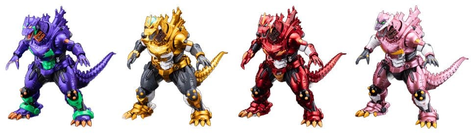 Godzilla x Evangelion pack de 4 Estatuas Gekizou Series Type-3 Kiryu Eva colour Ver. Metallic color Limited Ver. 9 cm 