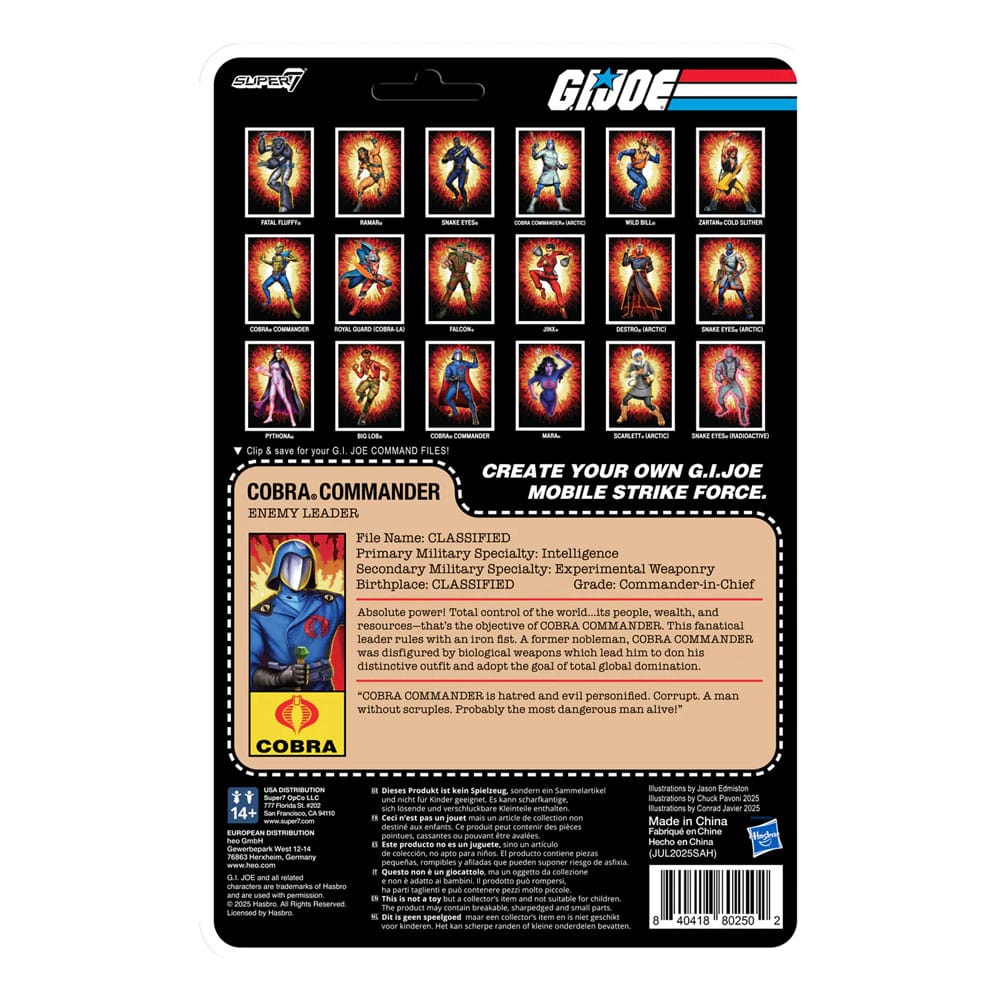GI Joe Figura ReAction+ Wave 06 Cobra Commander (Movie, Black Cape) 10 cm  